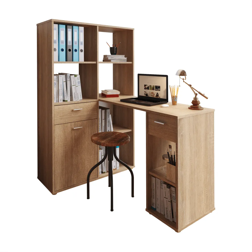 Birou PC MINESON, birou, 124x145x90 cm, PAL melaminat | MobilaOK